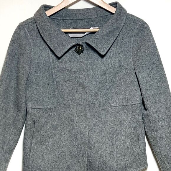 Vintage SCHUMACHER Grey Wool Crop Jacket Womens Sz M - Picture 2 of 10